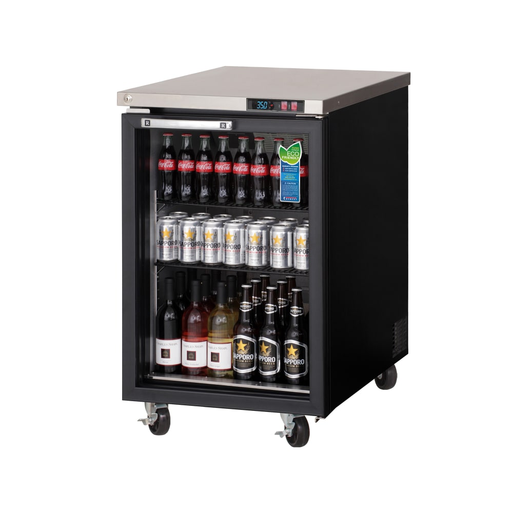 Everest Refrigeration EBB23G 23 1/2" Bar Refrigerator - 1 Swinging Glass Door, Black, 115v