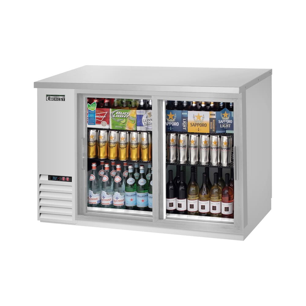 Everest Refrigeration EBB48G-SD-SS 49" Bar Refrigerator - 2 Sliding Glass Doors, Stainless, 115v