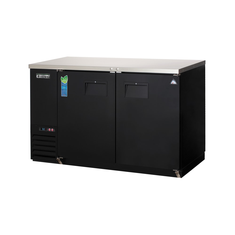 Everest Refrigeration EBB59-24 57 3/4" Bar Refrigerator - 2 Swinging Solid Doors, Black, 115v