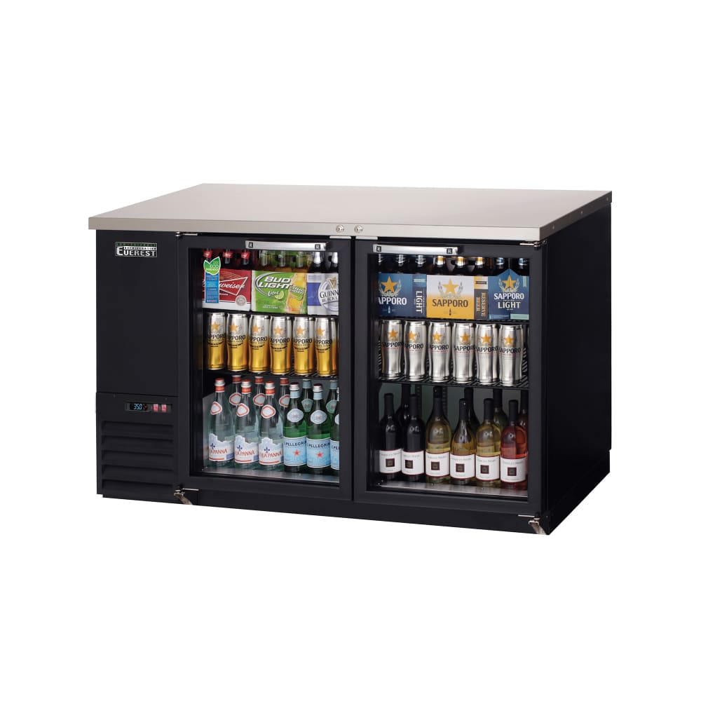Everest Refrigeration EBB59G 57 3/4" Bar Refrigerator - 2 Swinging Glass Doors, Black, 115v