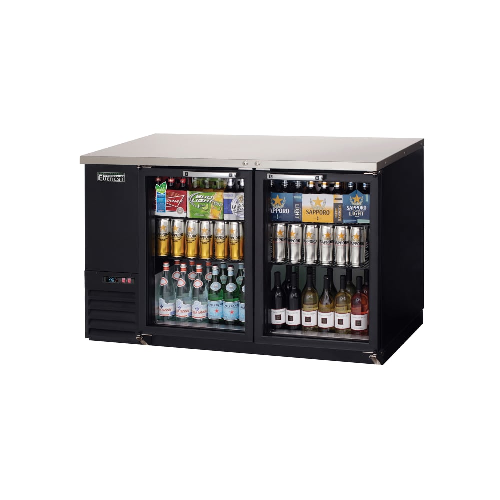 Everest Refrigeration EBB59G-24 57 3/4" Bar Refrigerator - 2 Swinging Glass Doors, Black, 115v