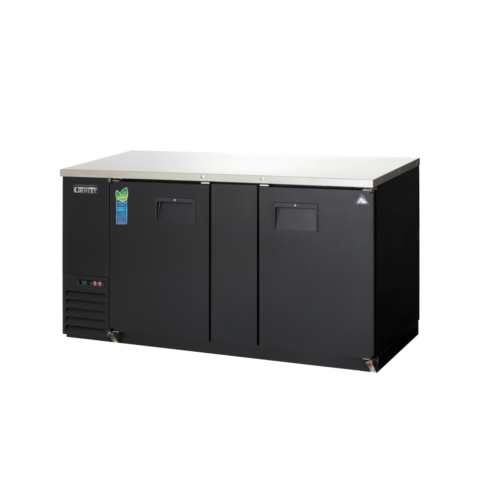 Everest Refrigeration EBB69 68" Bar Refrigerator - 2 Swinging Solid Doors, Black, 115v