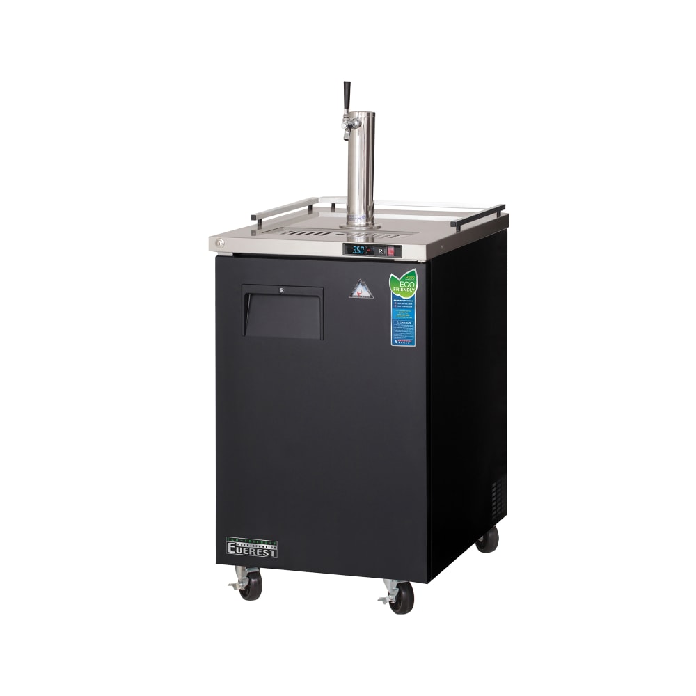 Everest Refrigeration EBD1 23 1/2" Kegerator Beer Dispenser w/ (1) Keg Capacity - (1) Column, Black, 115v