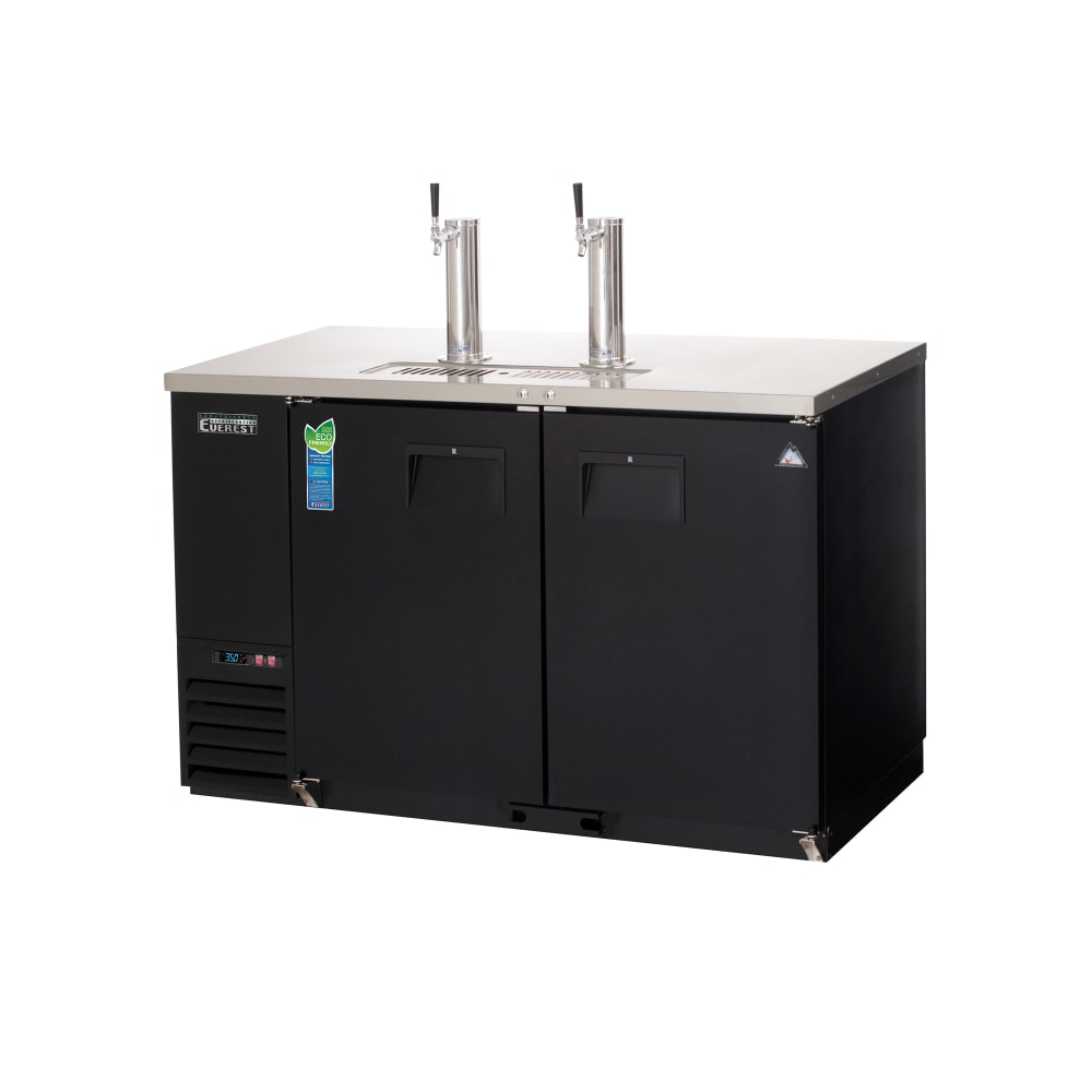 Everest Refrigeration EBD2 57 3/4" Kegerator Beer Dispenser w/ (2) Keg Capacity - (2) Columns, Black, 115v