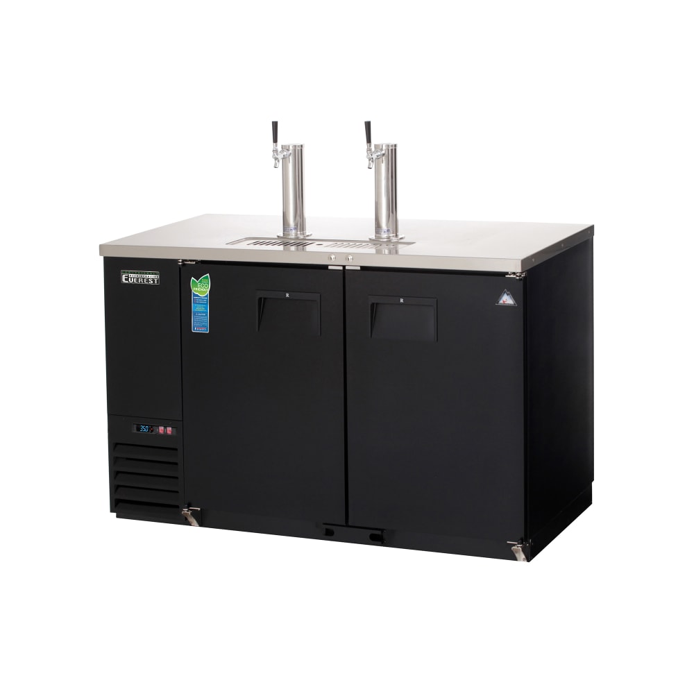 Everest Refrigeration EBD2-24 57 3/4" Kegerator Beer Dispenser w/ (2) Keg Capacity - (2) Columns, Black, 115v
