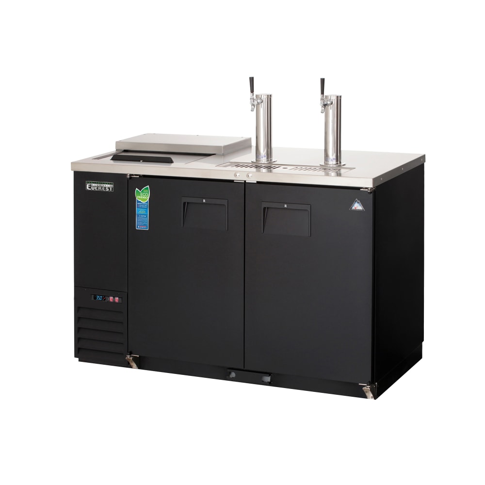 Everest Refrigeration EBD2-CT 57 3/4" Club Top Kegerator Beer Dispenser w/ (2) Keg Capacity - (2) Columns, Black, 115v