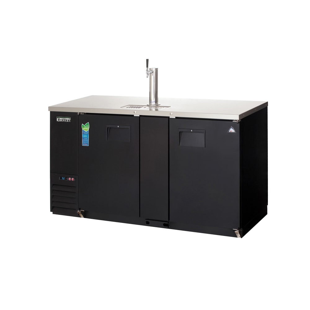 Everest Refrigeration EBD3-BB-24 68" Back Bar Kegerator Beer Dispenser w/ (1) Keg Capacity - (1) Column, Black, 115v