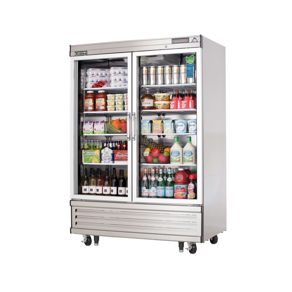 Everest Refrigeration EBGR2 54 1/8" Two Section Reach In Refrigerator, (2) Left/Right Hinge Glass Doors, 115v