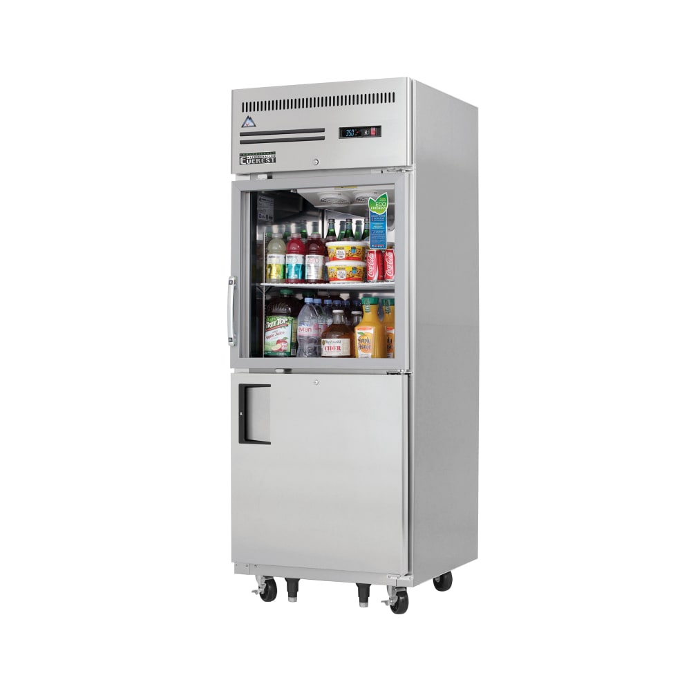Everest Refrigeration EGSH2 29 1/4" One Section Reach In Refrigerator, (1) Glass Door, (1) Solid Door, Right Hinge, 115v