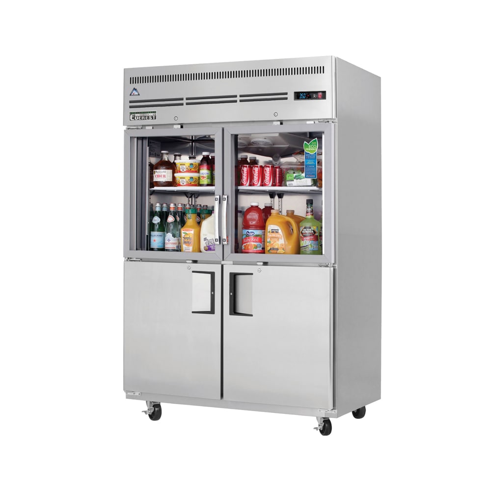 Everest Refrigeration EGSH4 49 5/8" Two Section Reach In Refrigerator, (2) Glass Doors, (2) Solid Doors, Left/Right Hinge, 115v