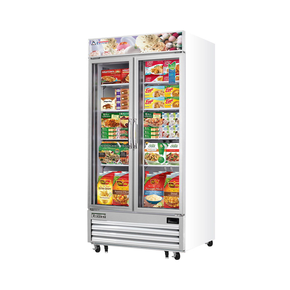 Everest Refrigeration EMGF36 41" Two Section Display Freezer w/ Swing Door - Bottom Mount Compressor, White, 115v