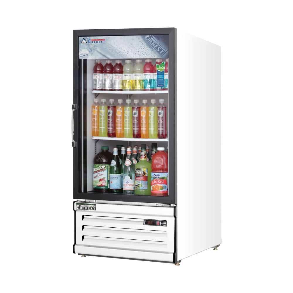 Everest Refrigeration EMGR8 24" EM Series One Section Glass Door Merchandiser - (1) Right Hinge Door, White, 115v