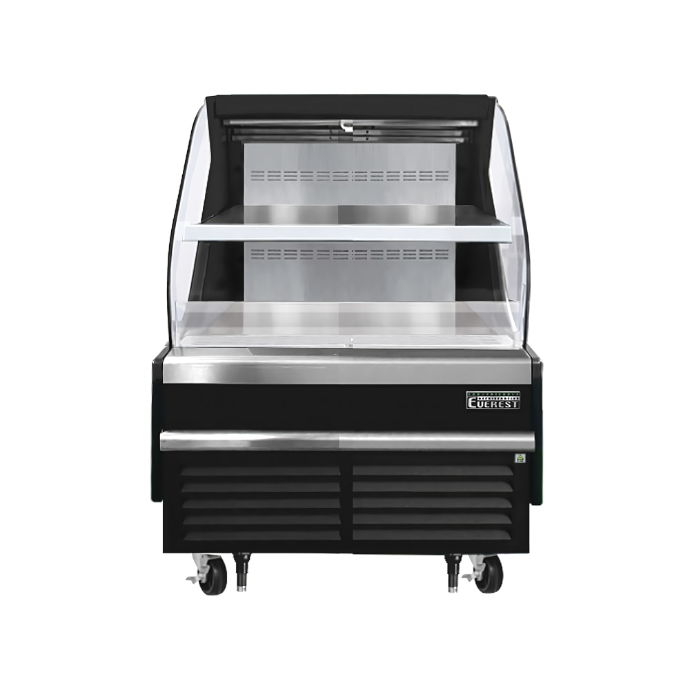 Everest Refrigeration EOMH-36-B-35-T 37 1/4" Horizontal Open Air Cooler w/ (2) Levels, Black, 115v