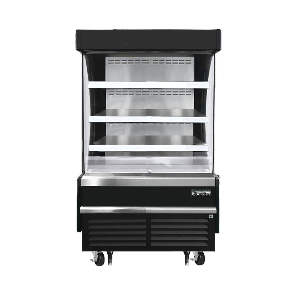 Everest Refrigeration EOMV-36-B-28-S 37 1/4" Vertical Open Air Cooler w/ (4) Levels, Black, 115v