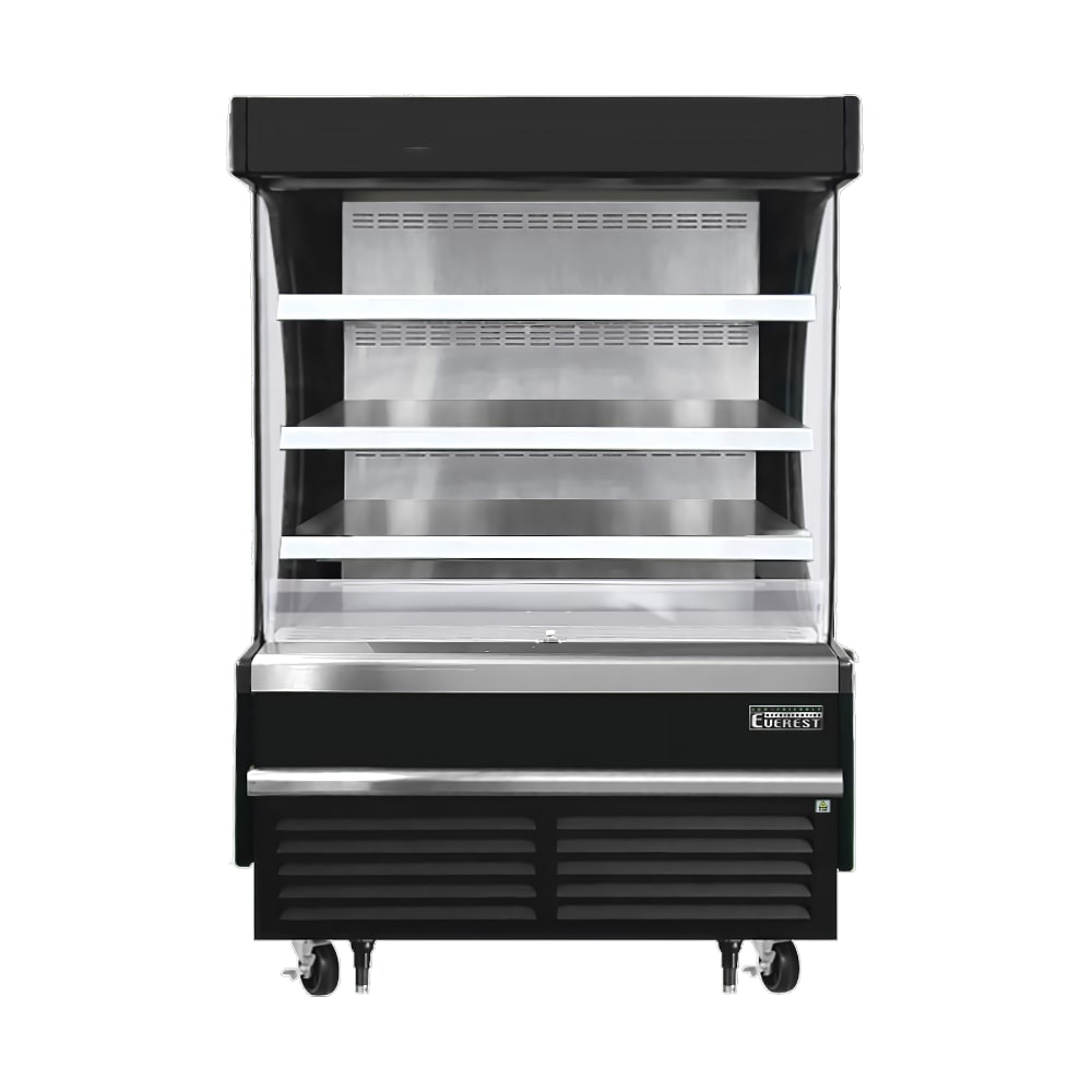 Everest Refrigeration EOMV-48-B-28-S 48" Vertical Open Air Cooler w/ (4) Levels, Black, 115v