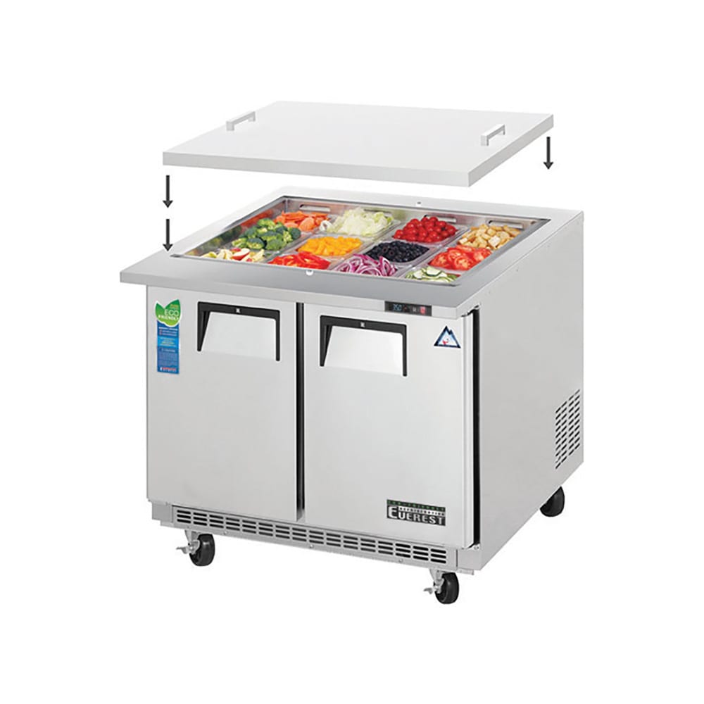Everest Refrigeration EOTPS2 35 5/8" EOTP Series Mega Top Sandwich/Salad Prep Table w/ Refrigerated Base, 115v