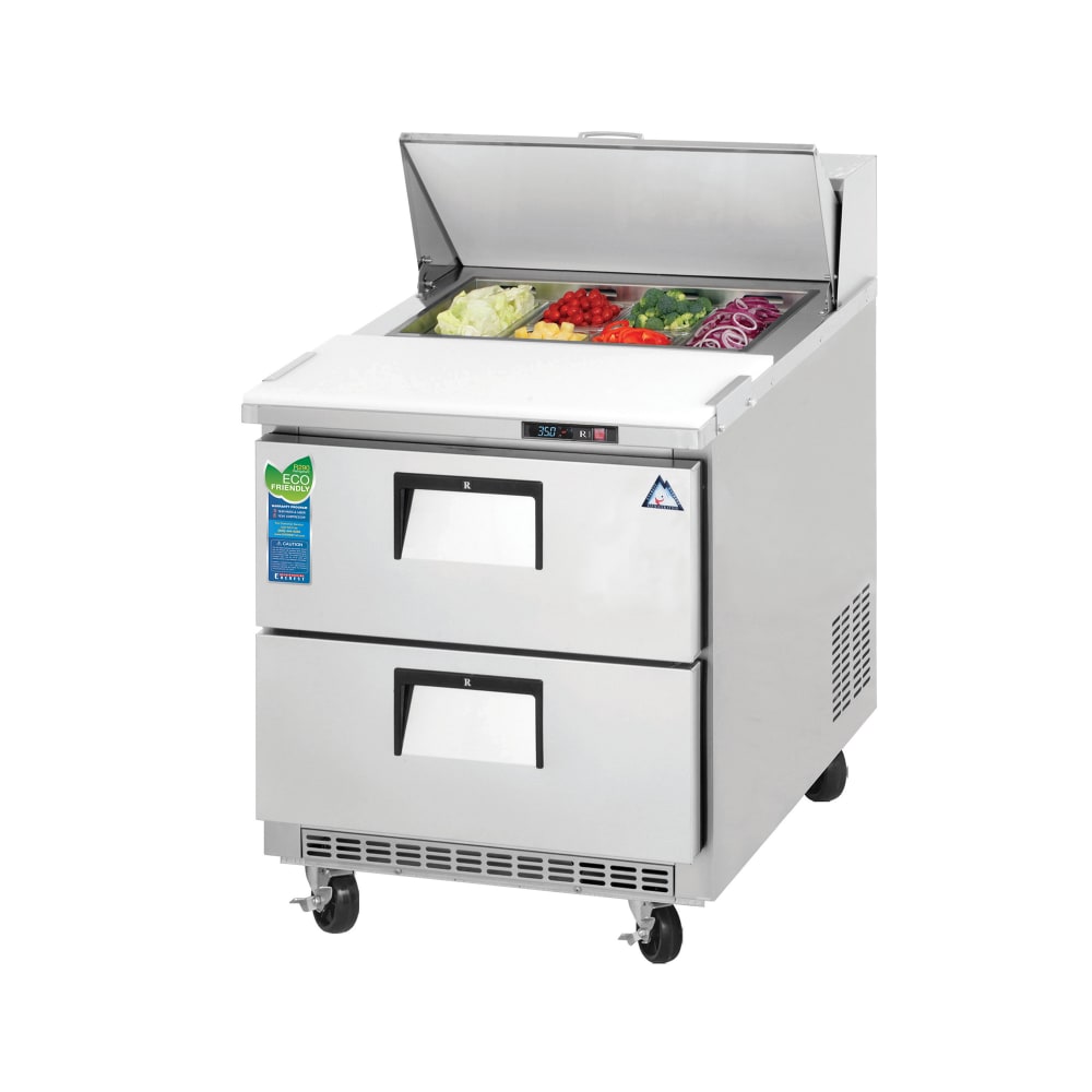 Everest Refrigeration EPBNR1-D2 27 3/4" EPB Series Sandwich/Salad Prep Table w/ Refrigerated Base, 115v