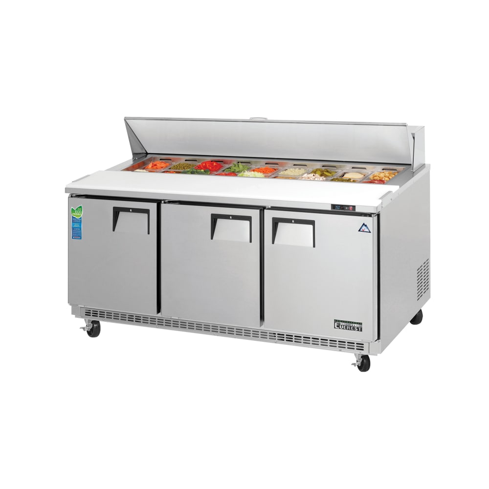 Everest Refrigeration EPBNR3 71 1/8" EPB Series Sandwich/Salad Prep Table w/ Refrigerated Base, 115v