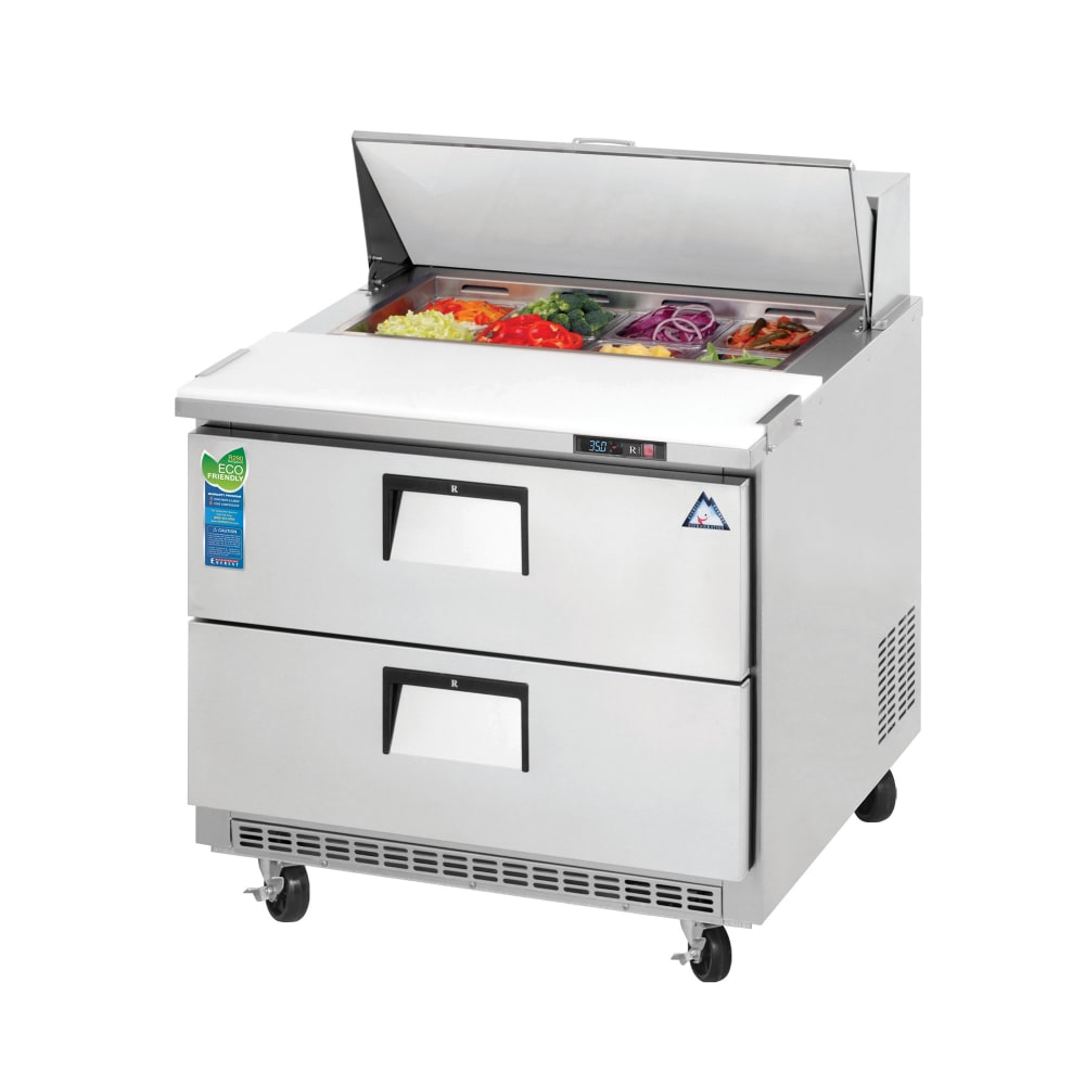 Everest Refrigeration EPBNSR2-D2 35 5/8" EPB Series Sandwich/Salad Prep Table w/ Refrigerated Base, 115v