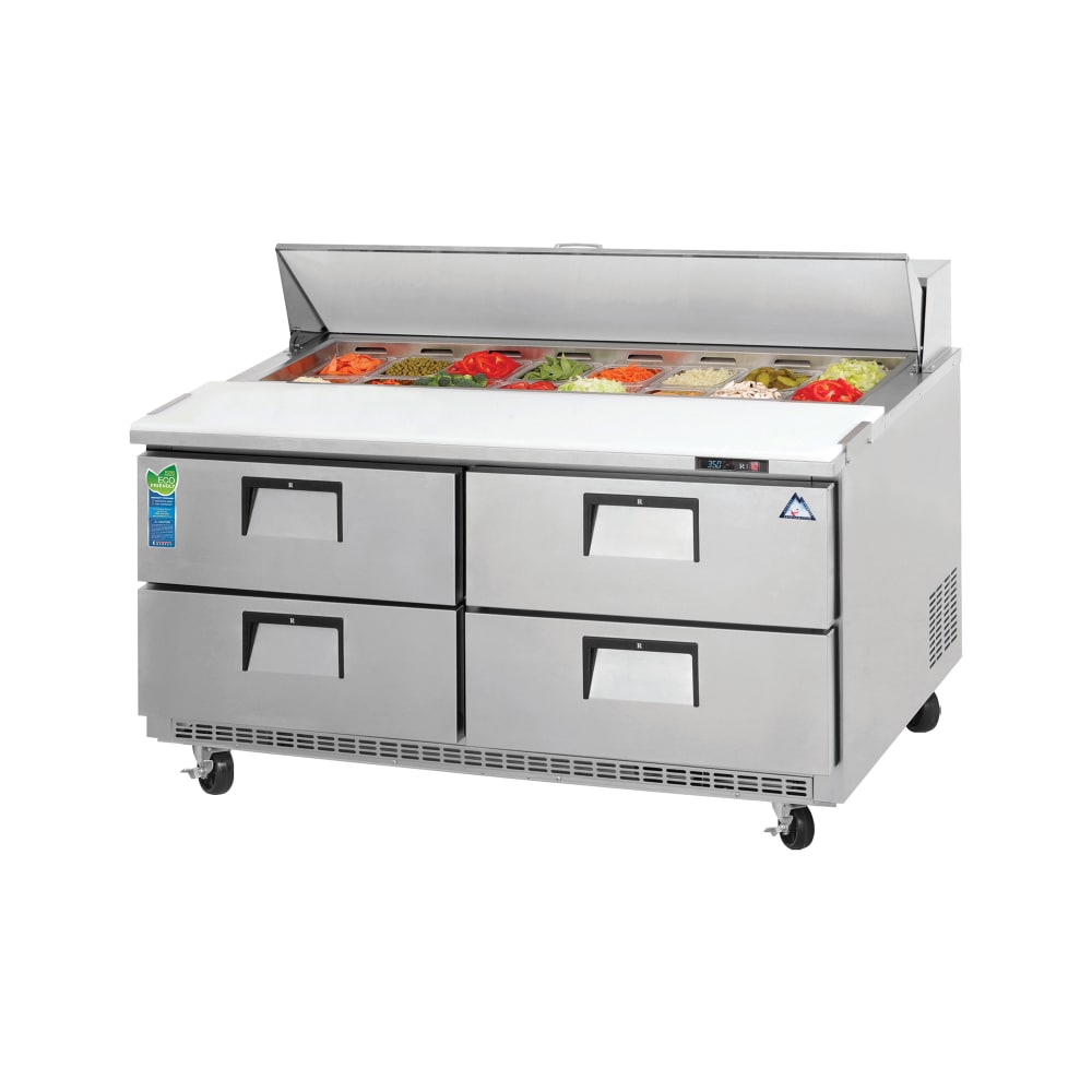 Everest Refrigeration EPBNWR2-D4 59 1/8" EPB Series Sandwich/Salad Prep Table w/ Refrigerated Base, 115v
