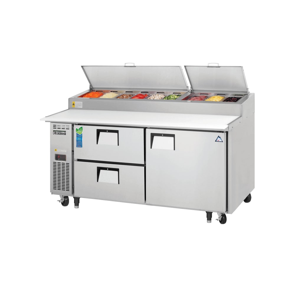 Everest Refrigeration EPPR2-D2 71" EPP Series Pizza Prep Table w/ Refrigerated Base, 115v