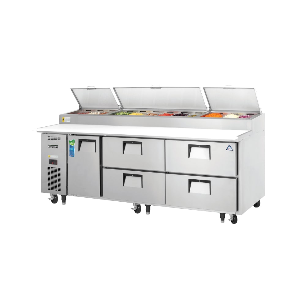 Everest Refrigeration EPPR3-D4 93 1/8" EPP Series Pizza Prep Table w/ Refrigerated Base, 115v