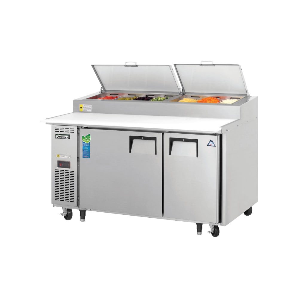 Everest Refrigeration EPPSR2 59 1/8" EPP Series Pizza Prep Table w/ Refrigerated Base, 115v