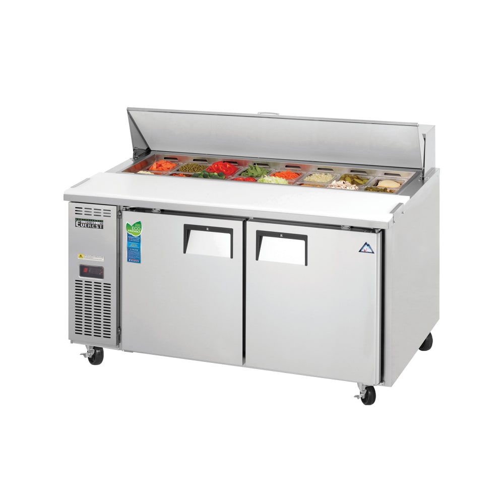 Everest Refrigeration EPWR2 59 1/8" EP Series Sandwich/Salad Prep Table w/ Refrigerated Base, 115v
