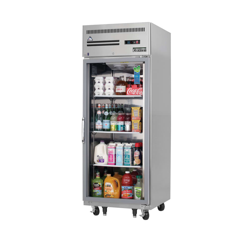 Everest Refrigeration ESGR1 29 1/4" One Section Reach In Refrigerator, (1) Left Hinge Glass Door, 115v