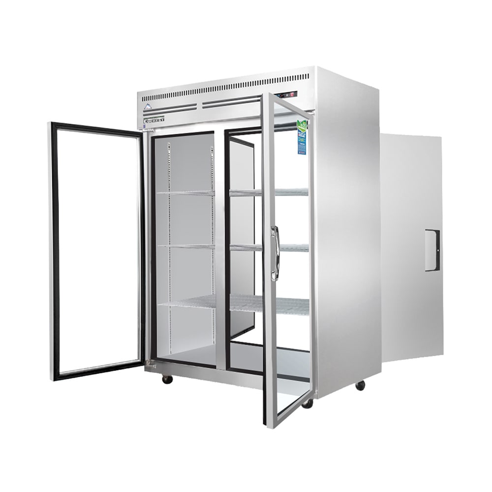Everest Refrigeration ESPT-2G-2S 49 5/8" Two Section Pass Thru Refrigerator, (2) Glass Doors, (2) Solid Doors, Right Hinge, 115v