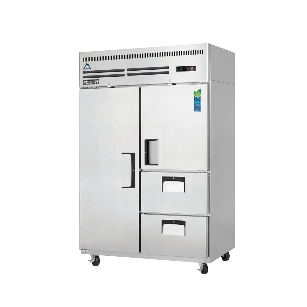 Everest Refrigeration ESR2D2 49 5/8" Two Section Reach In Refrigerator, (2) Solid Doors, (2) Drawers, 115v