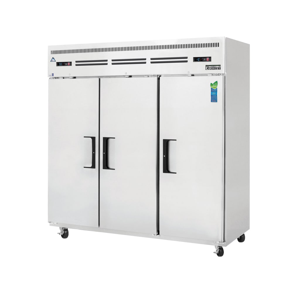 Everest Refrigeration ESRF3 74 3/4" Three Section Commercial Combo Refrigerator Freezer - Solid Doors, Dual Temp, 115v