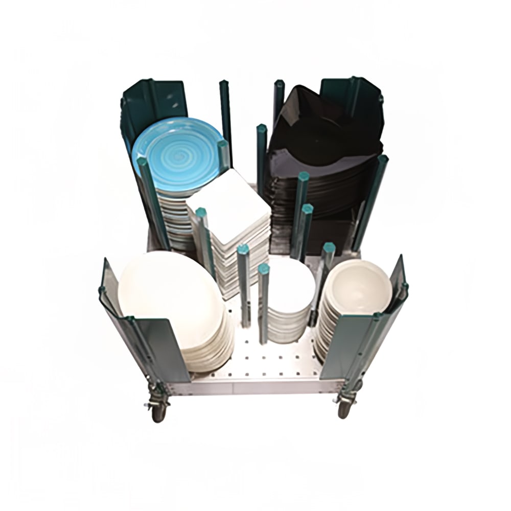 Cres Cor 501-D-EX 27 1/8" Mobile Dish Caddy w/ (12) Hex Rods, Aluminum