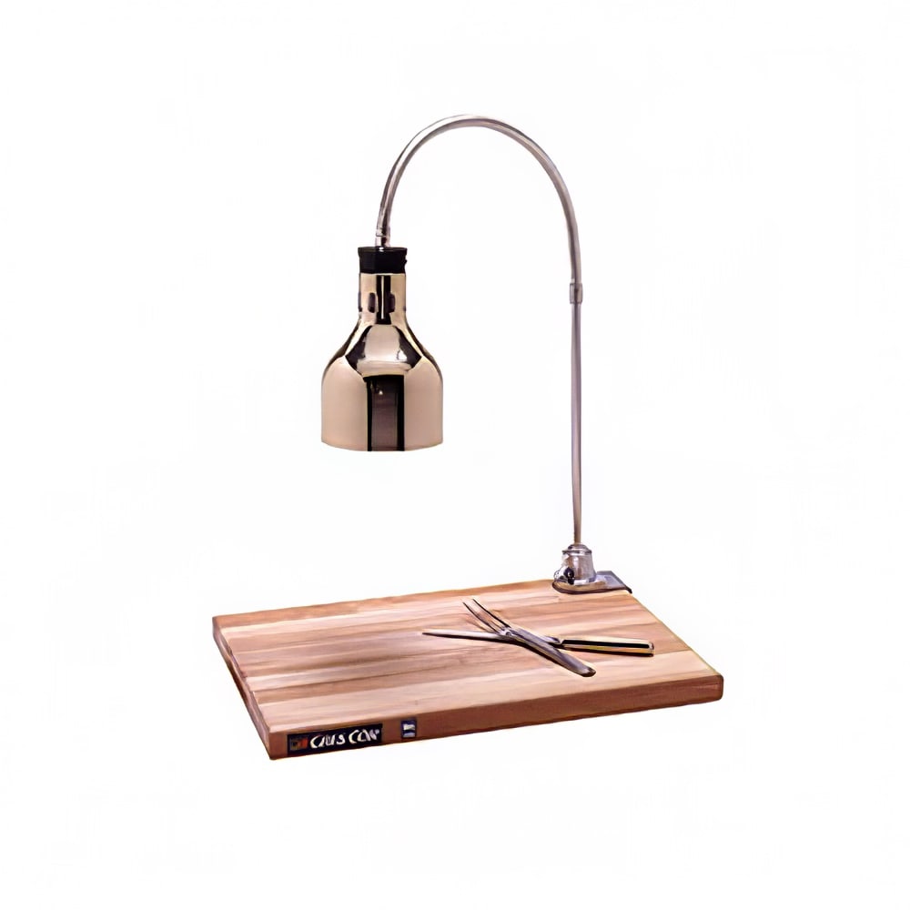 Cres Cor IFW61GL10PB Countertop Carving Station w/ 1 Lamp & Maple Cutting Board, Brass Hood