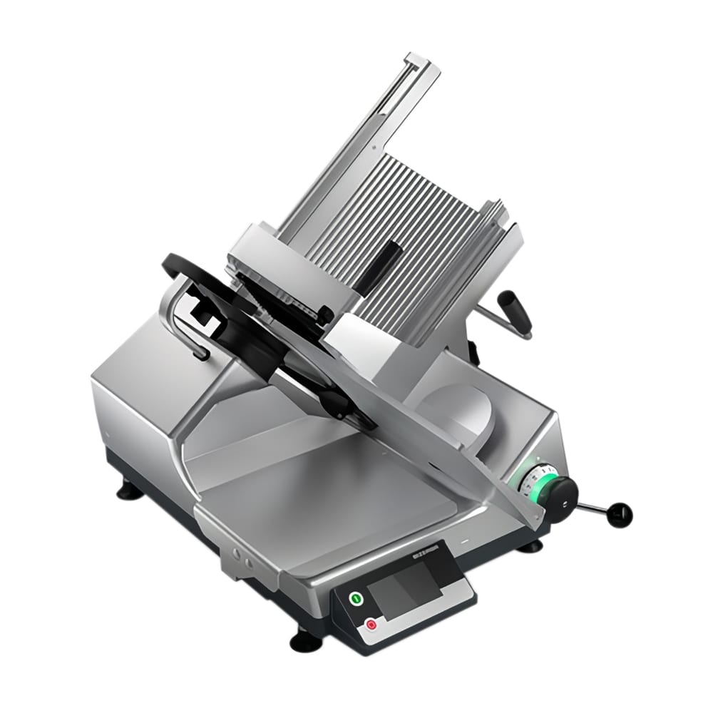 Bizerba GSPHDIW-90 Semi-Automatic Gravity Feed Meat Slicer w/ 13" Blade, Safety Illuminated Dial, Aluminum, 1/2 hp