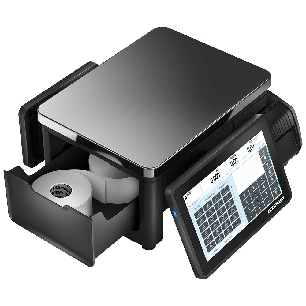 Bizerba Q1 100 30 lb Price Computing Scale w/ Label Printer - Front & Back Display, 120-240v