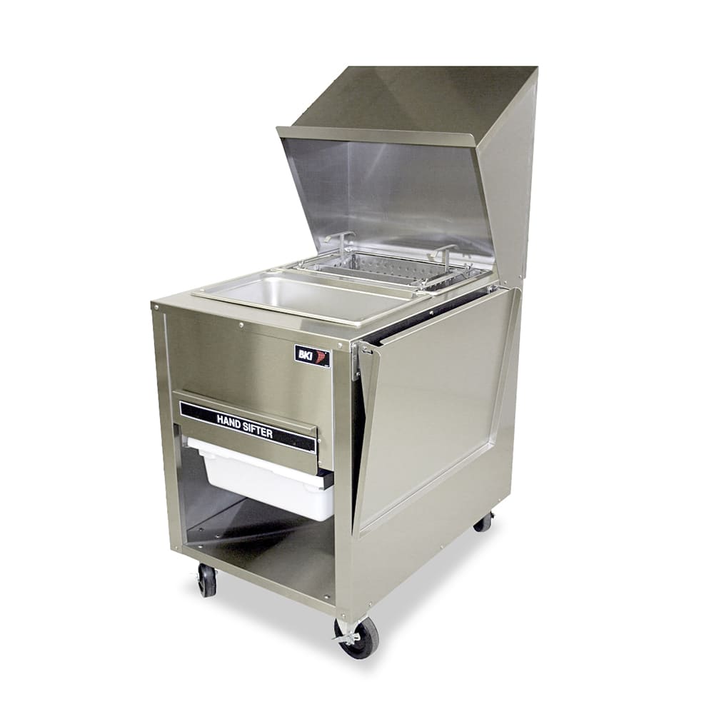 BKI BT-24M Breading Work Table w/ Marinate Basket & Sifter Drawer, Lower Receiving Pan