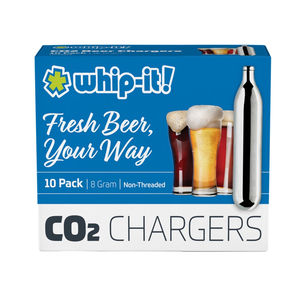 Whip-It! Chargers for Standard-Non Threaded Beer Growlers or Tap - Steel, Silver (CB-8N-10L)