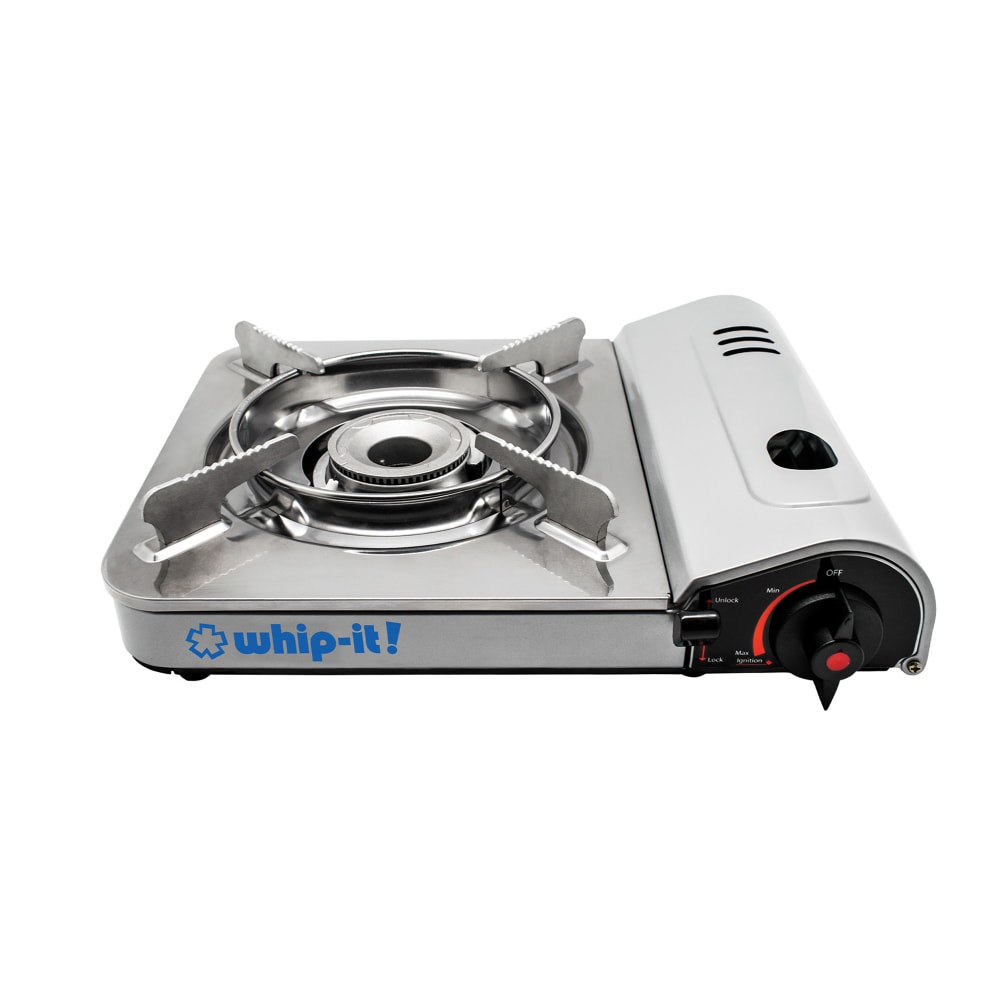 Whip-It! Butane Stove w/ Adjustable Flame & Carrying Case - 9,000 BTU, Silver (ST-HOTSPOT-01)