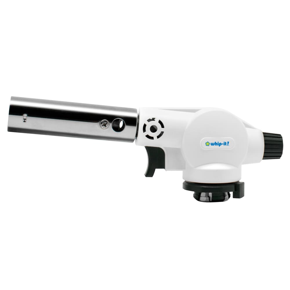 Whip-It! Butane Culinary Torch - Piezo Ignition, Adjustable Flame, White (TC-BLWT-07)
