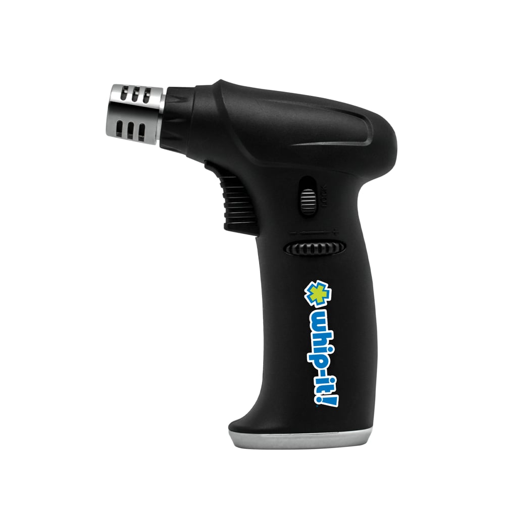 Whip-It! Butane Culinary Torch - Piezo Ignition, Adjustable Flame, Black (TC-STEA-05)