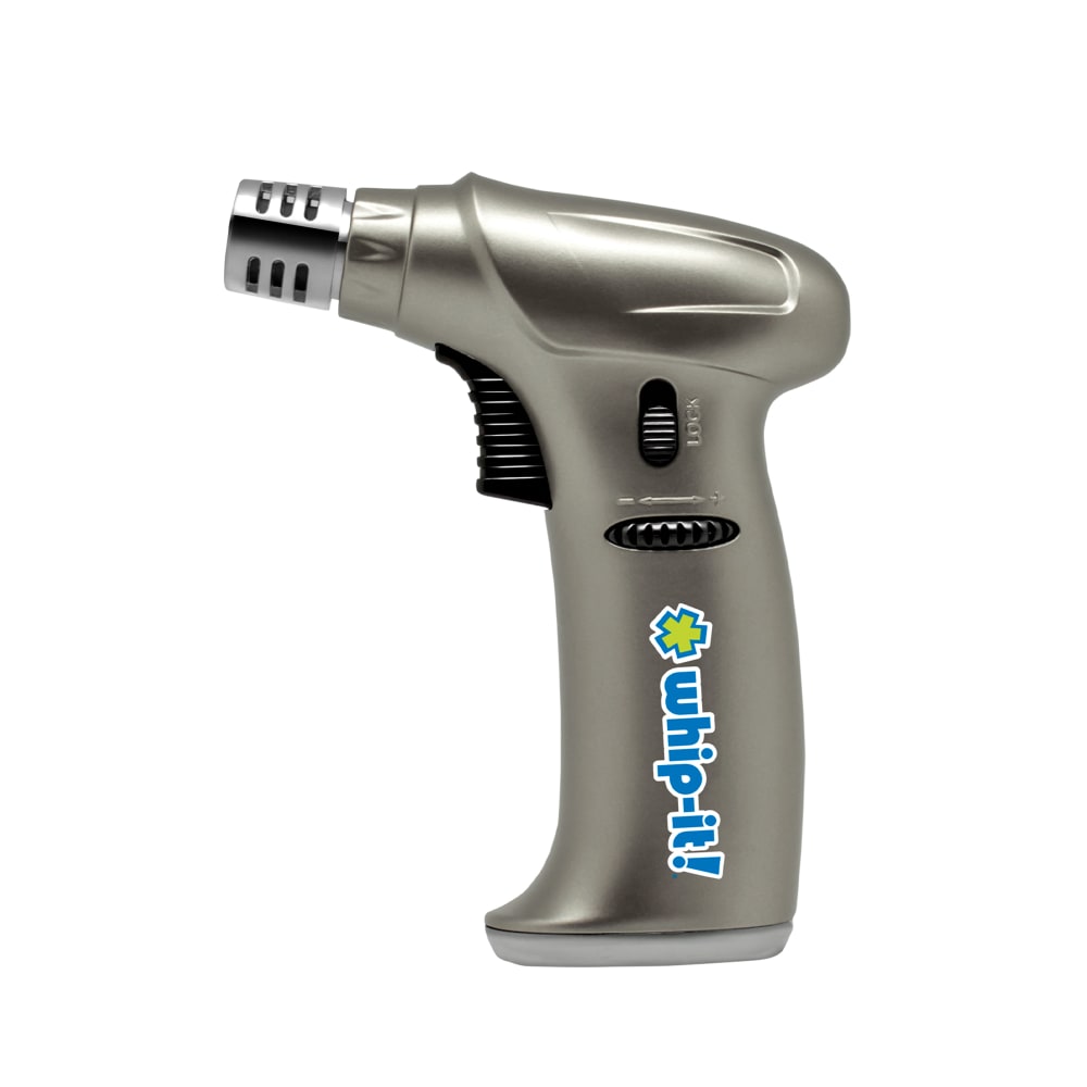 Whip-It! Butane Culinary Torch - Piezo Ignition, Adjustable Flame, Platinum (TC-STEA-16)