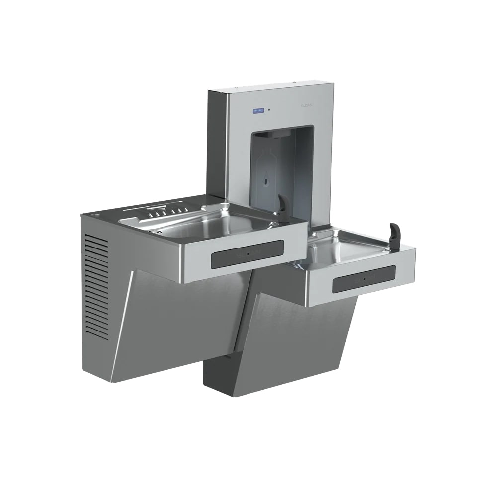 Sloan DropSpot™ Wall Mount Bi Level Drinking Fountain w/ Bottle Filler - Refrigerated, Filtered (33820006)
