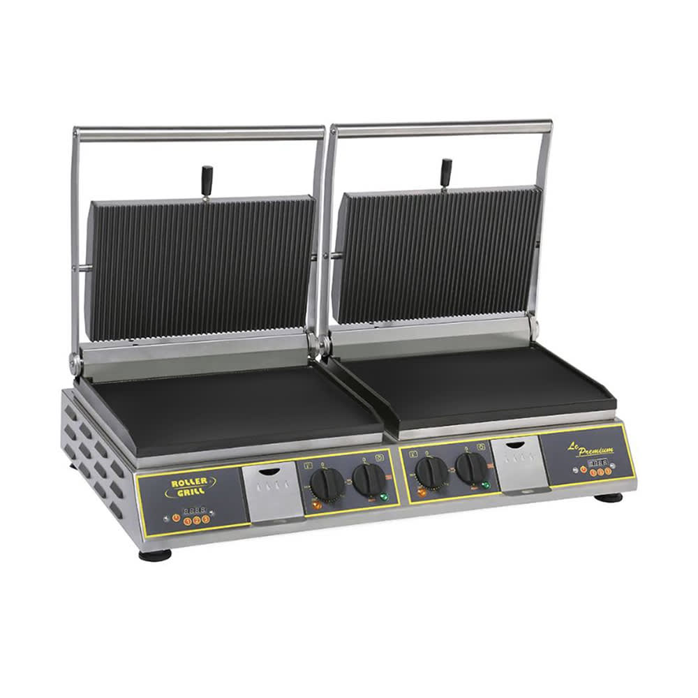 Equipex DIABLO PREMIUM Double Commercial Panini Press w/ Cast Iron Grooved & Smooth Plates, 208-240v/1ph