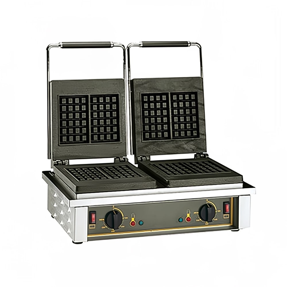 Equipex GED10 Double Brussels Waffle Maker w/ Cast Iron Grids, 3300W