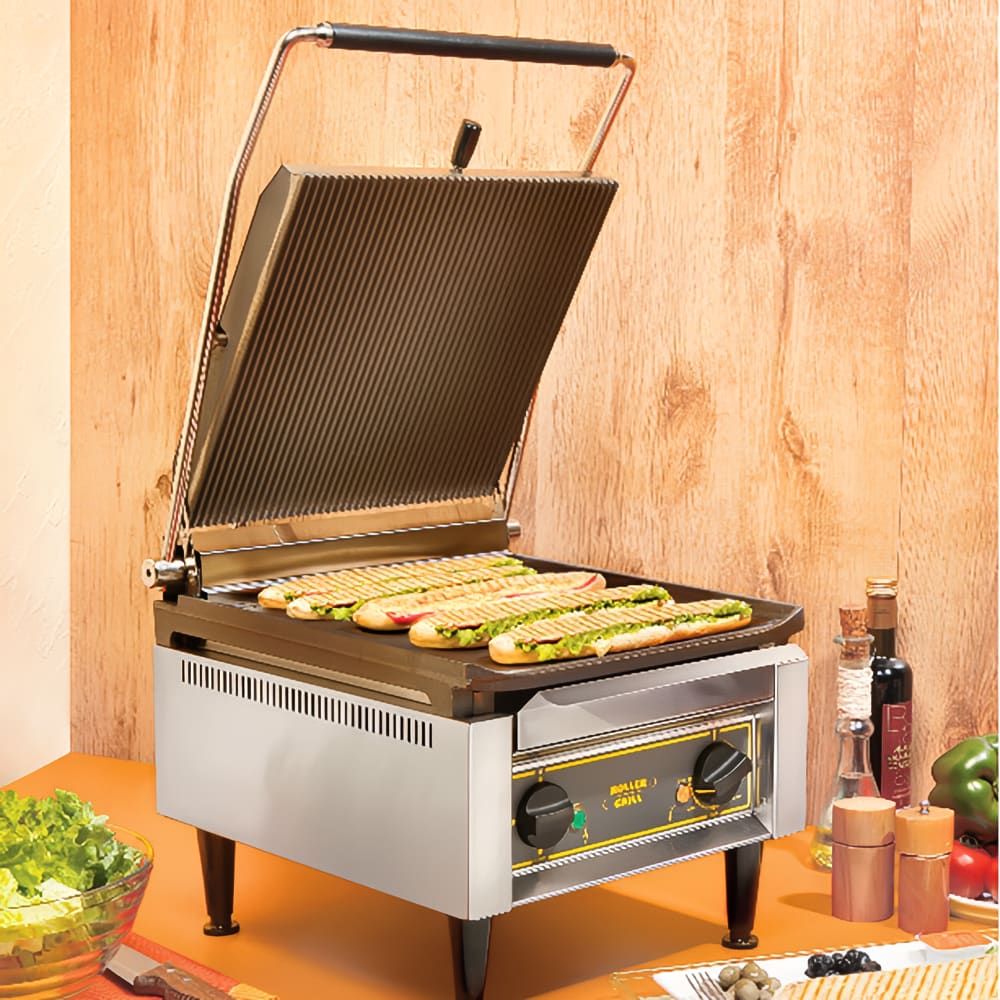 Equipex PANINI XL/1 Single Commercial Panini Press w/ Cast Iron Grooved & Smooth Plates, 120v