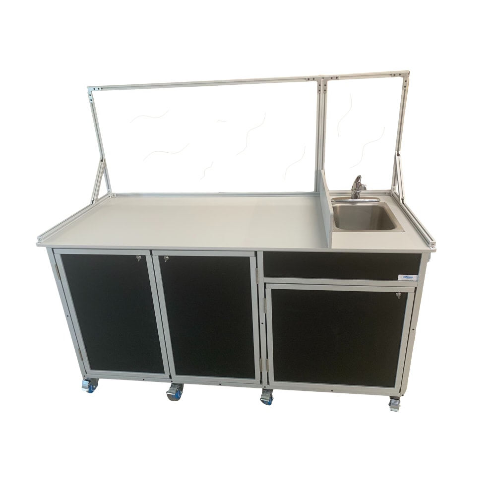 Monsam Enterprises 66" Food Cart w/ 10"D Sink & Sneeze Guard (FSC-01)