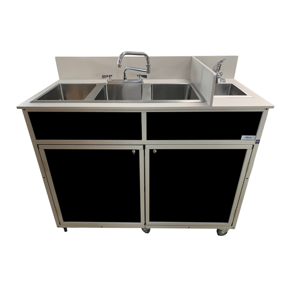 Monsam Enterprises 37 1/2"H Portable Sink w/ (1) 4" Bowl & (3) 10"D Bowls, Hot & Cold Water (NS-004)
