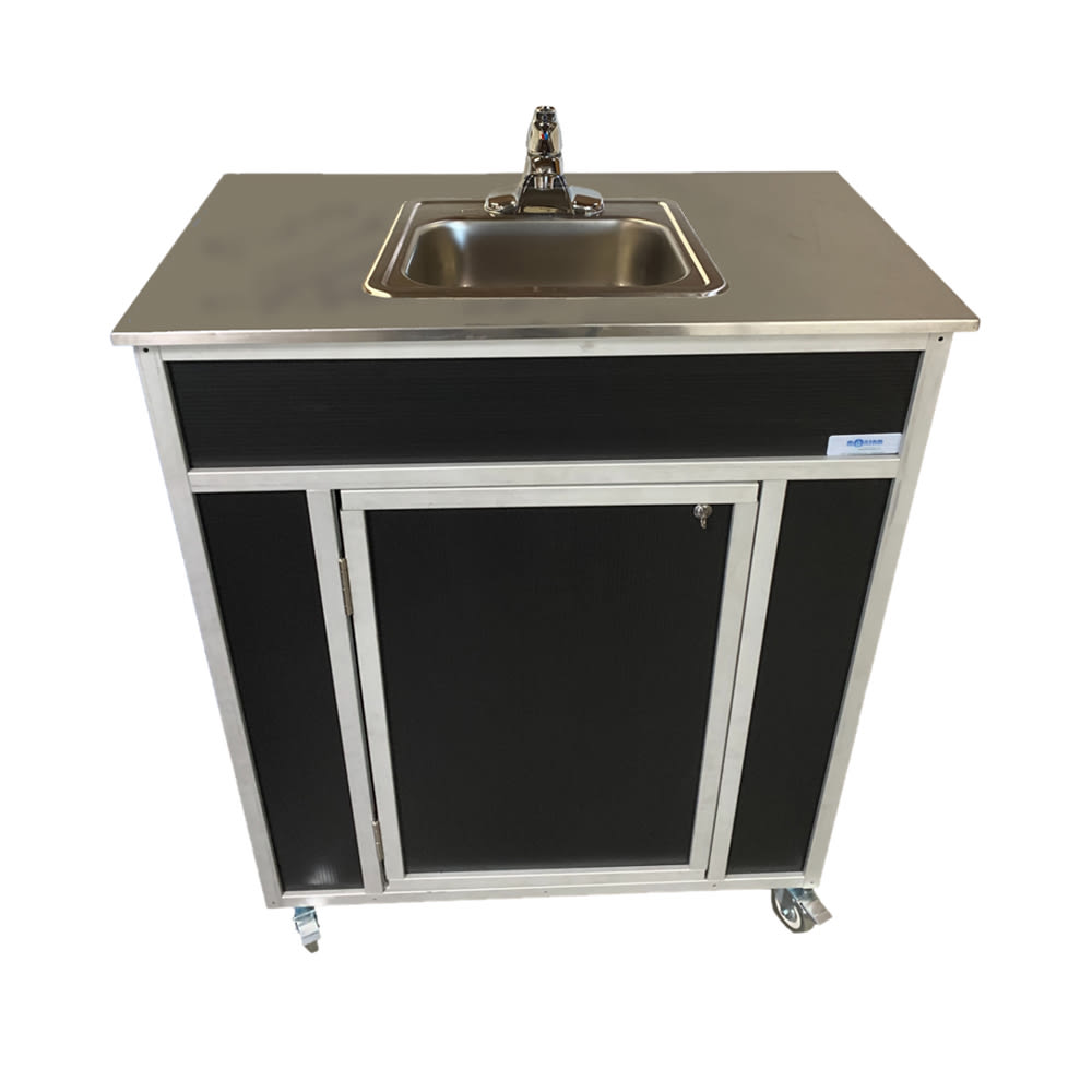 Monsam Enterprises 39 1/2"H Portable Sink w/ 5 1/2"D Bowl, Hot & Cold Water (NS-009SS)