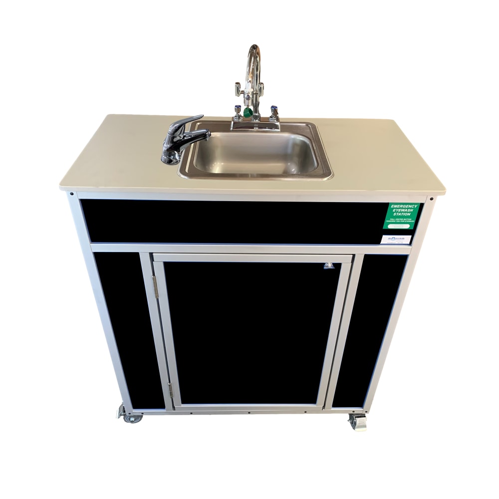 Monsam Enterprises 37 1/2"H Portable Eyewash Unit - Polymer Cabinet, Stainless Steel Basin (PSE-2001E)